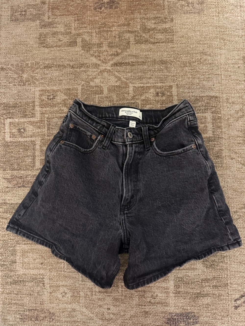 Abercrombie & Fitch Washed Black High-Rise Dad Shorts